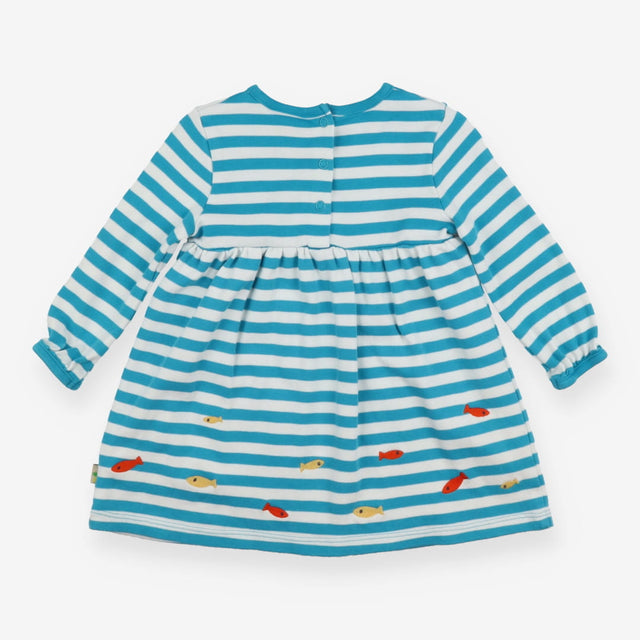 Blue stripe otter applique dress