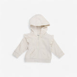 Cream frill  Zip hoodie 