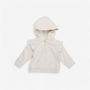 Cream frill  Zip hoodie 