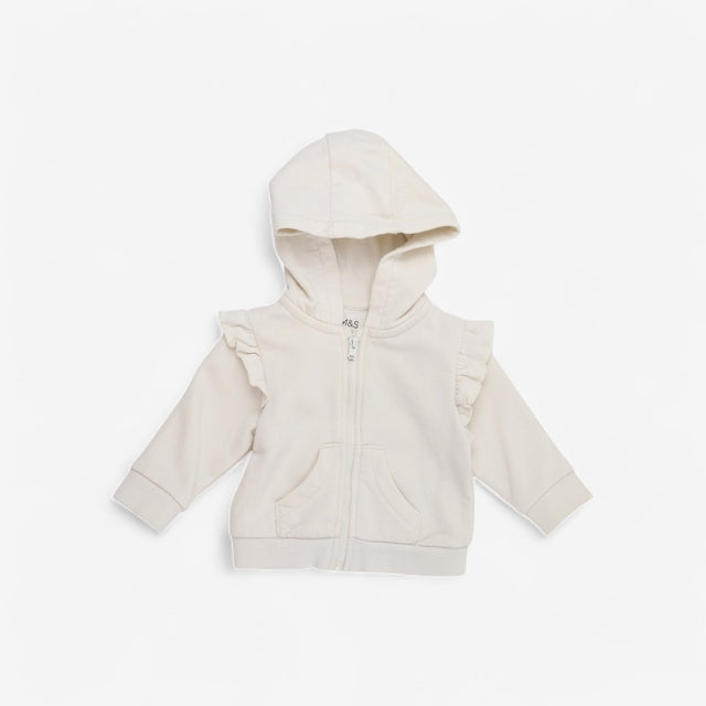 Cream frill  Zip hoodie 