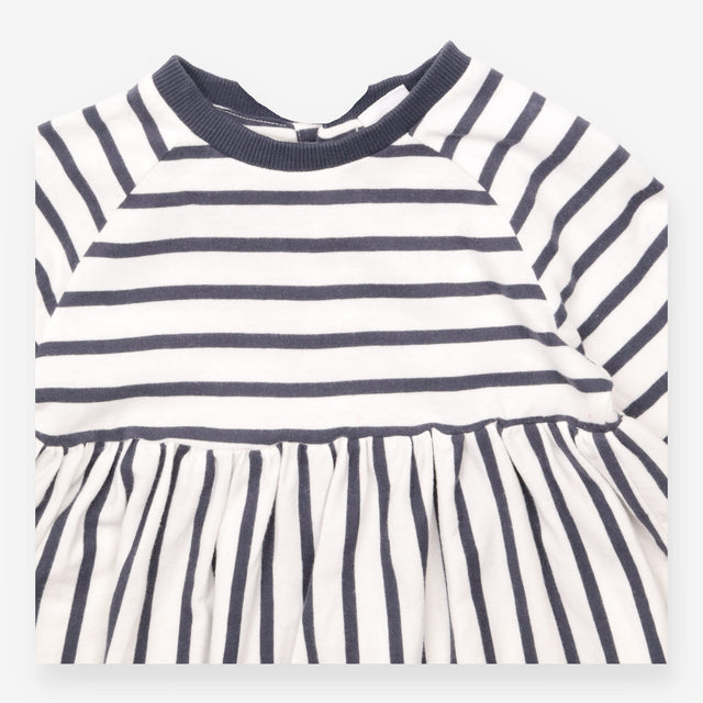 Dress long sleeve navy and white stripe 