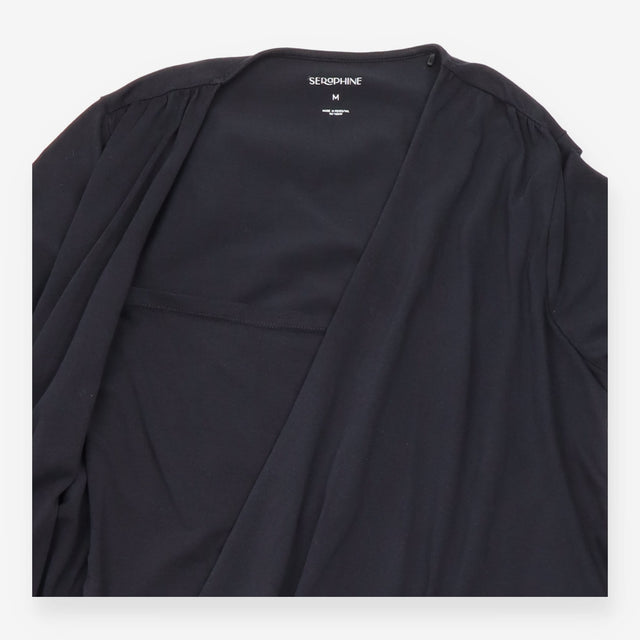 Nursing Top Black Cotton Skin-to-Skin Wrap