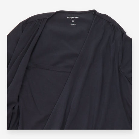 Nursing Top Black Cotton Skin-to-Skin Wrap