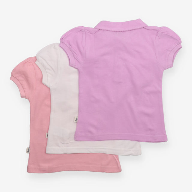 Polo shirt pink purple white 3 Pack