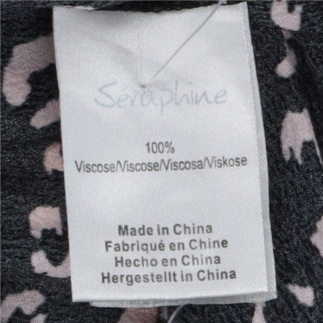 Black Leopard Print High Neck Viscose Midi Materni