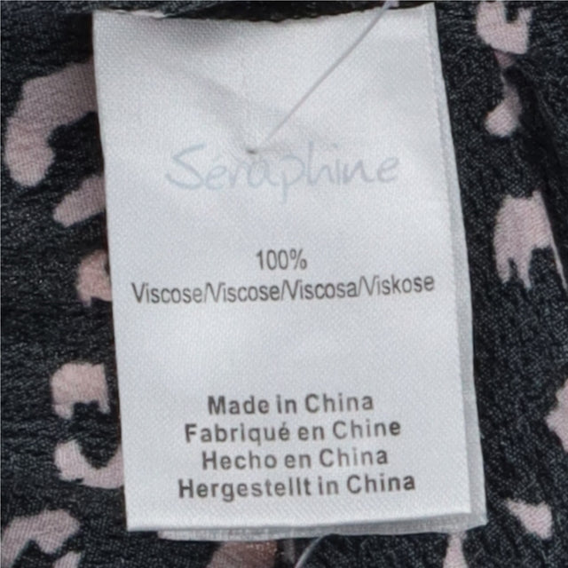 Black Leopard Print High Neck Viscose Midi Materni