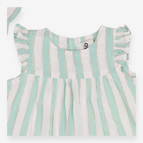 Dress bloomers hat green and white stripe with ice
