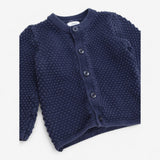 Cardi navy moss stitch