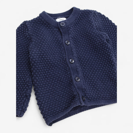 Cardi navy moss stitch