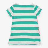 Tunic green stripe flamingos