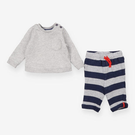 Tracksuit grey sweatshirt blue stripe joggers