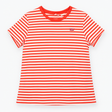 Red and White Striped Short Sleeve Cotton T-Shirt