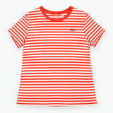 Red and White Striped Short Sleeve Cotton T-Shirt