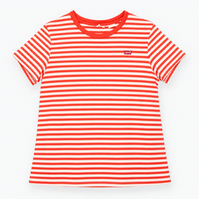 Red and White Striped Short Sleeve Cotton T-Shirt