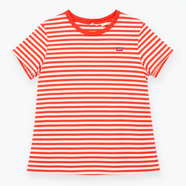Red and White Striped Short Sleeve Cotton T-Shirt