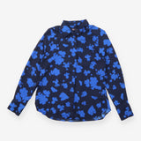Black Royal Blue Floral Button Down