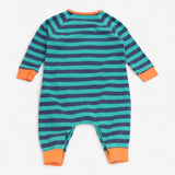 Footless sleepsuit green and navy stripe tiger
