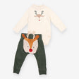 Christmas Green Leggings and Cream Bodysuit with R