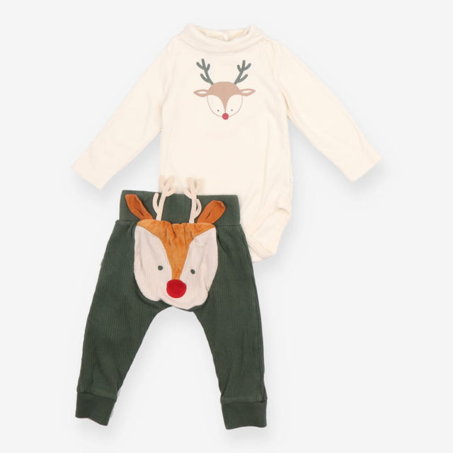 Christmas Green Leggings and Cream Bodysuit with R