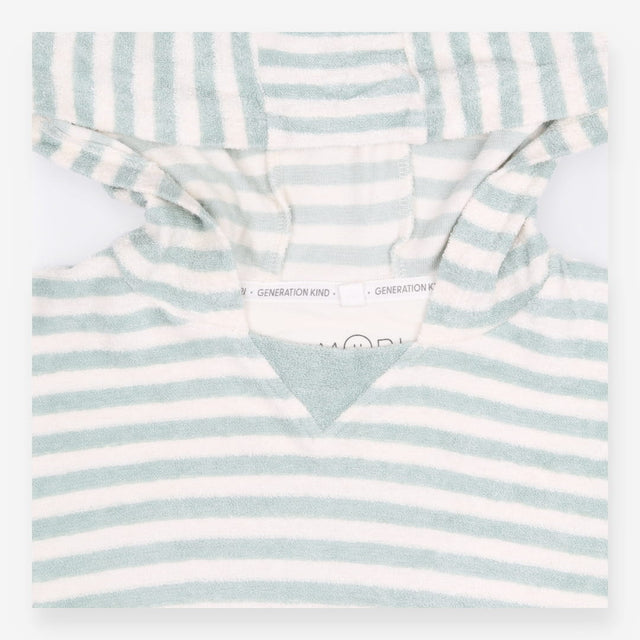 Tee SS collar towelling green stripe hood