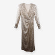 Silver Sequin Long Sleeve Wrap Maxi Dress Evening
