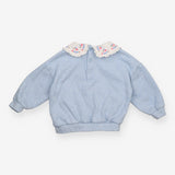 Blue frill collar sweater with rabbits