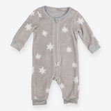 Grey fleece onesie with stars