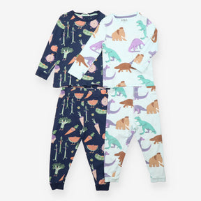 Navy Vegetables and Blue Dinosaurs Pyjamas 2 Pack