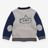 Sweater Blue and White Marl with Fish Applique