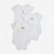 White Animal Applique SS Bodysuits 3pcs 