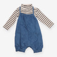 Strappy Dungarees with Striped Long Sleeve