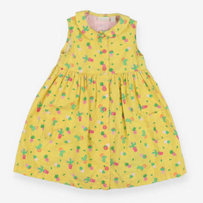 Collard Dress Yellow with Cactus Print