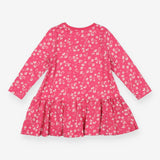 Dress Long Sleeve Jersey Pink with White Floral Pr