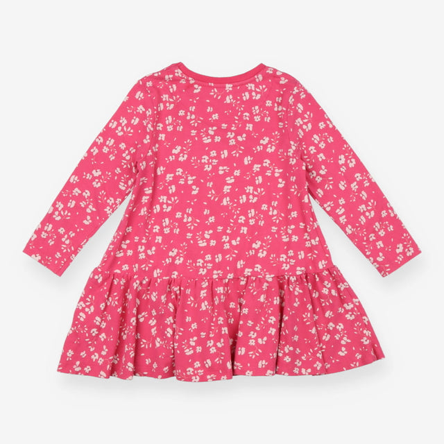 Dress Long Sleeve Jersey Pink with White Floral Pr