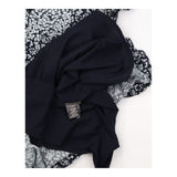 Black White Floral Ditsy Print Short Sleeve V-Neck