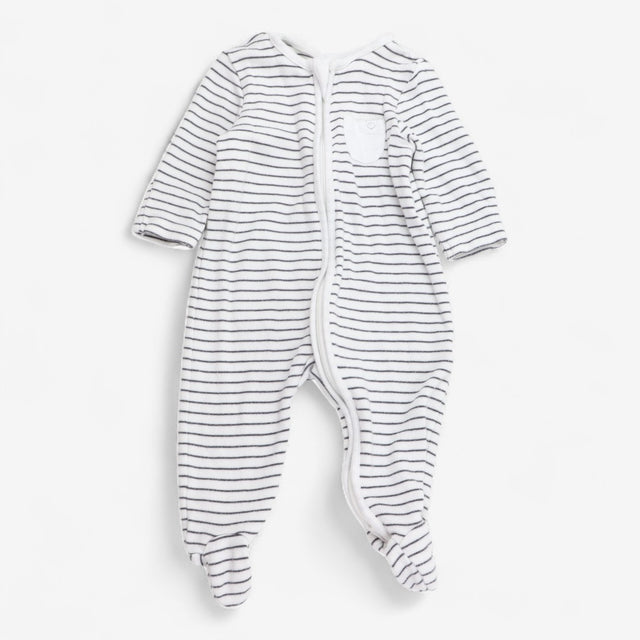 Sleepsuit Zip Black Striped