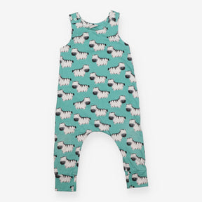 Jersey Romper Green with Zebras