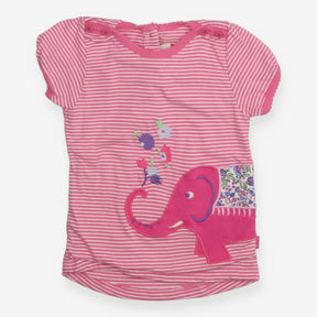 T-shirt pink white stripe elephant