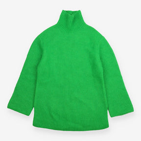 Jumper Bright Green Mohair Wool Oversized Roll Nec