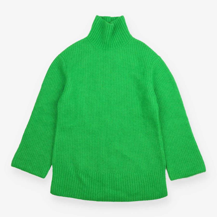 Jumper Bright Green Mohair Wool Oversized Roll Nec