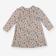 Long sleeve floral grey dress yellow stitching