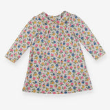 Long sleeve floral grey dress yellow stitching
