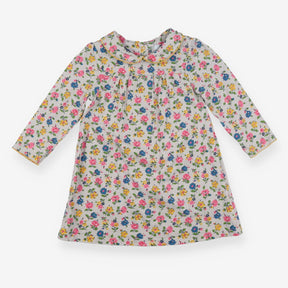 Long sleeve floral grey dress yellow stitching