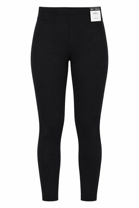 Leggings Black High Rise Faux Suede Stretch Slim