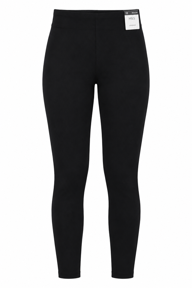 Leggings Black High Rise Faux Suede Stretch Slim