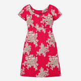 Dress Pink Floral Print Short Sleeves Scoop Neck P