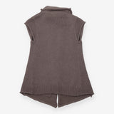 Taupe Wool Blend Sleeveless Cardigan