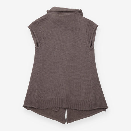 Taupe Wool Blend Sleeveless Cardigan