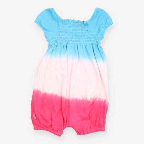 Romper tie dyed blue pink smocked