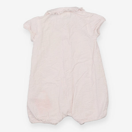 Romper white pink stripe collar SS